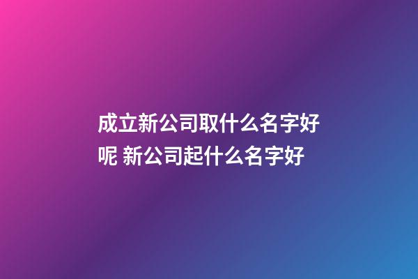 成立新公司取什么名字好呢 新公司起什么名字好